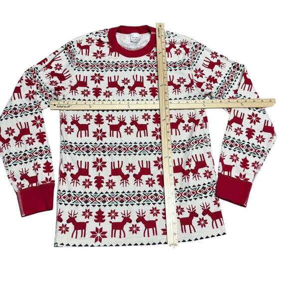 Hanna Andersson Womens Pajama Set M Fair Isle Flannel Knit Deer Christmas Pants - Picture 4 of 12